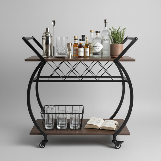 Vyraa Eclipse Rolling Bar Cart | bar trolley | bar cart on wheels