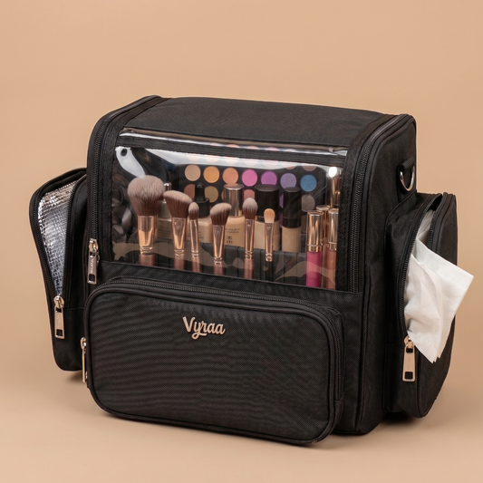 Viyraa pro vault professional fold-down makeup case in black  waterproof nylon