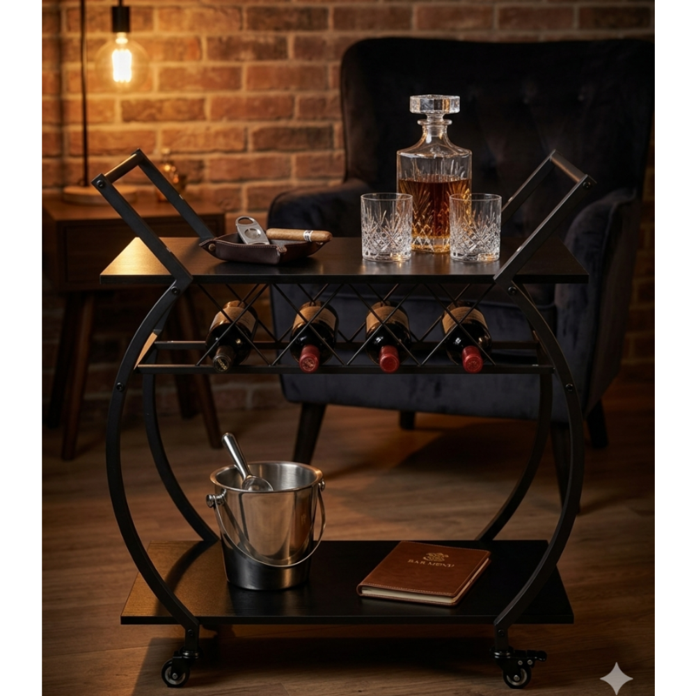 Vyraa Eclipse Rolling Bar Cart | bar trolley | bar cart on wheels