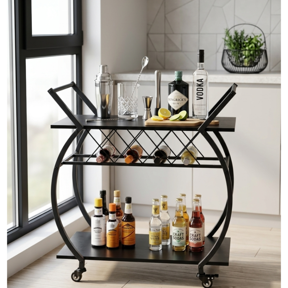 Vyraa Eclipse Rolling Bar Cart | bar trolley | bar cart on wheels