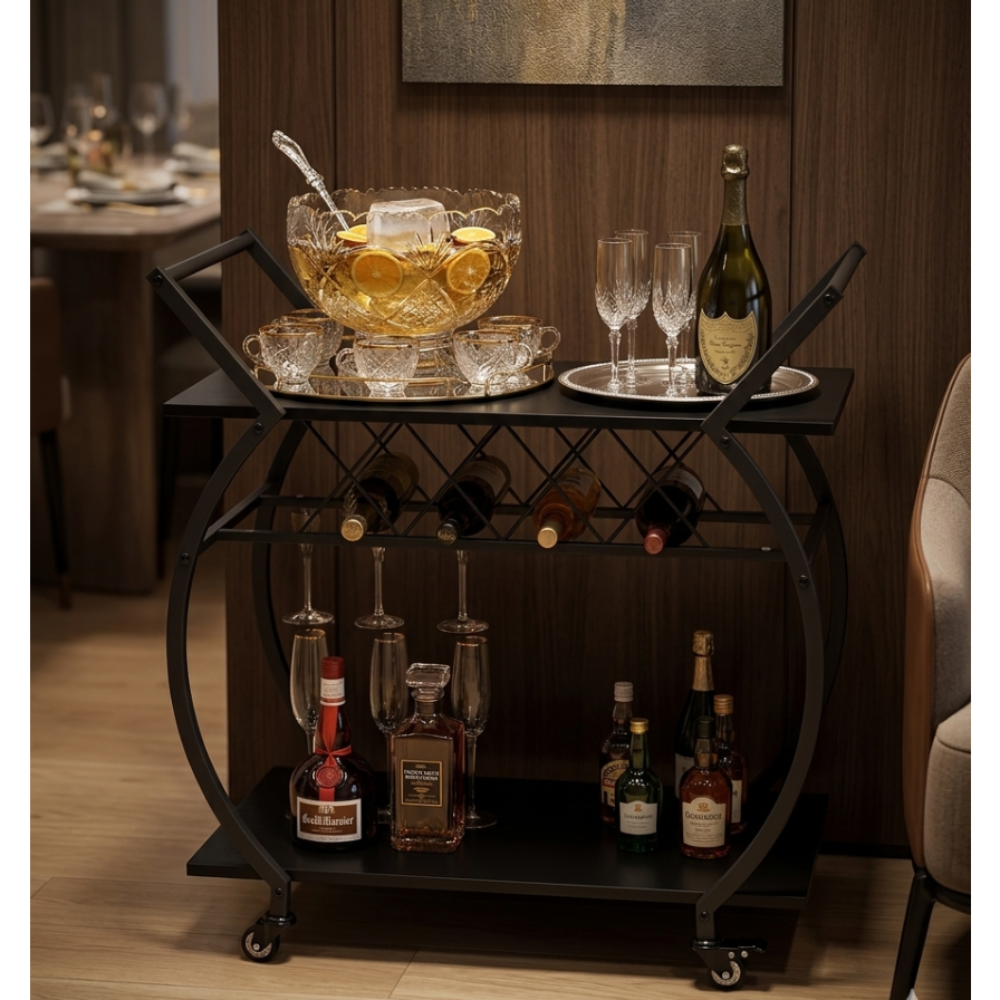 Vyraa Eclipse Rolling Bar Cart | bar trolley | bar cart on wheels