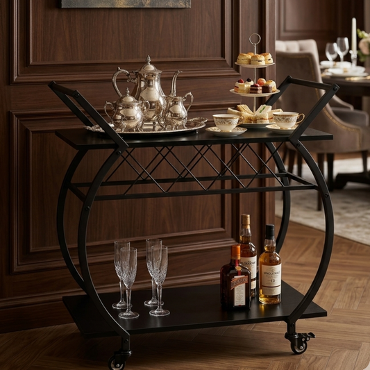 Vyraa Eclipse Rolling Bar Cart | bar trolley | bar cart on wheels