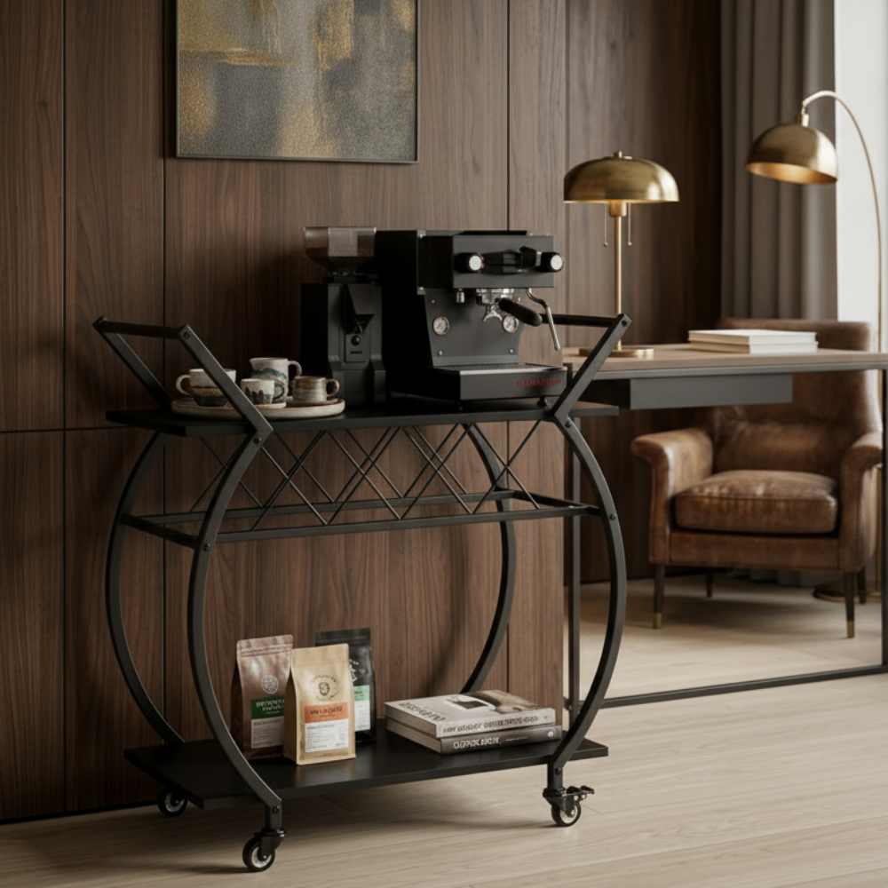 Vyraa Eclipse Rolling Bar Cart | bar trolley | bar cart on wheels