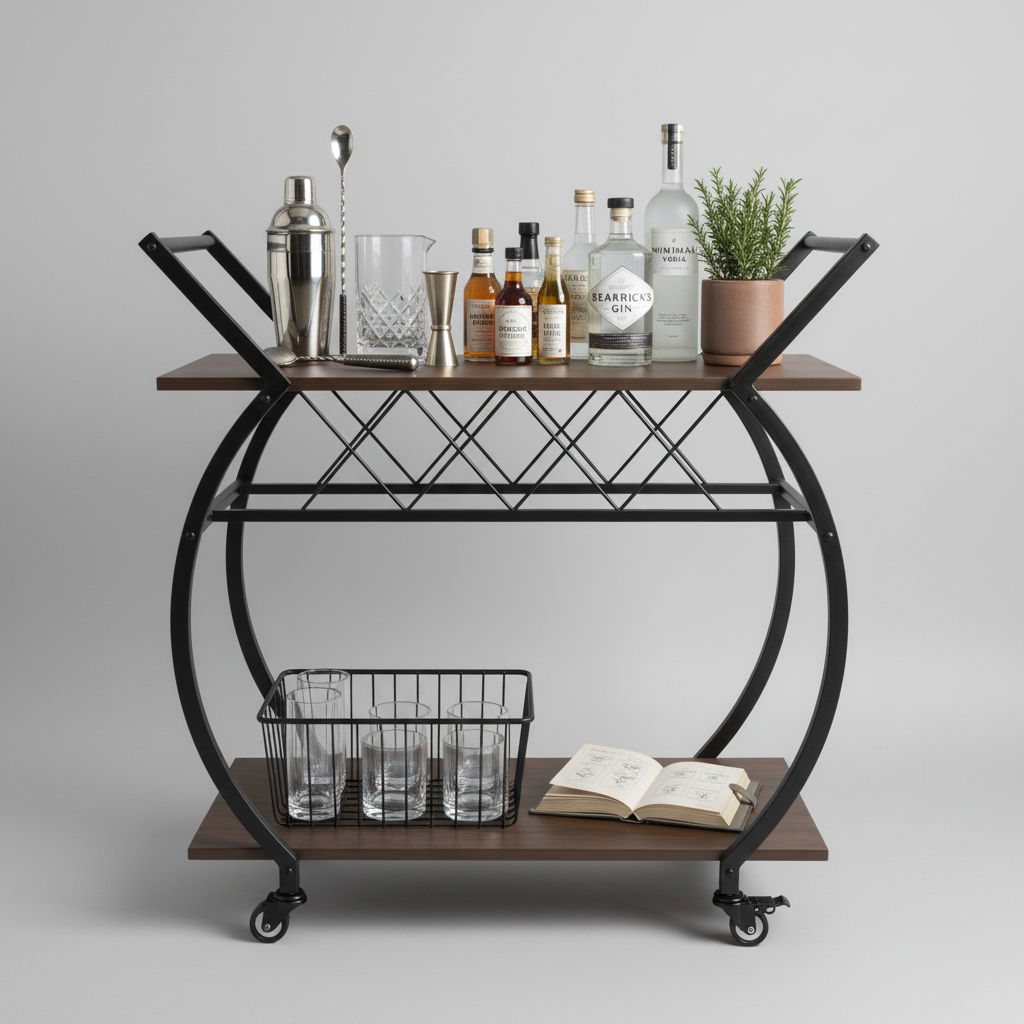 Vyraa Eclipse Rolling Bar Cart | bar trolley | bar cart on wheels
