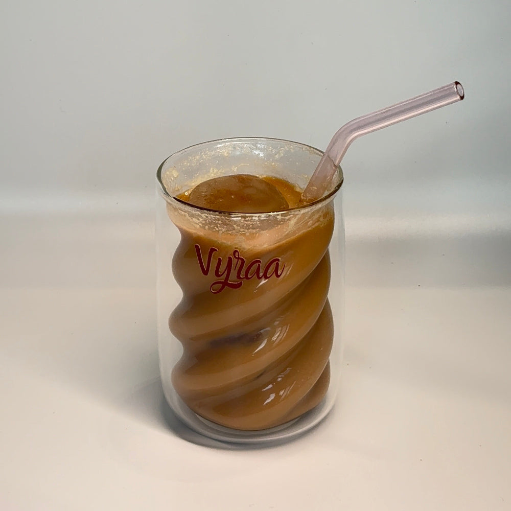 Vyraa Twisty Double-Wall Coffee Glass - Pack of 2