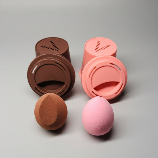 Vyraa brewblend sponge set of2 non-latex teardrop sponges in cocoa and blush with holders