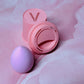 Vyraa brewblend non-latex teardrop blending sponge blush pink with Coffee Tumblr holder